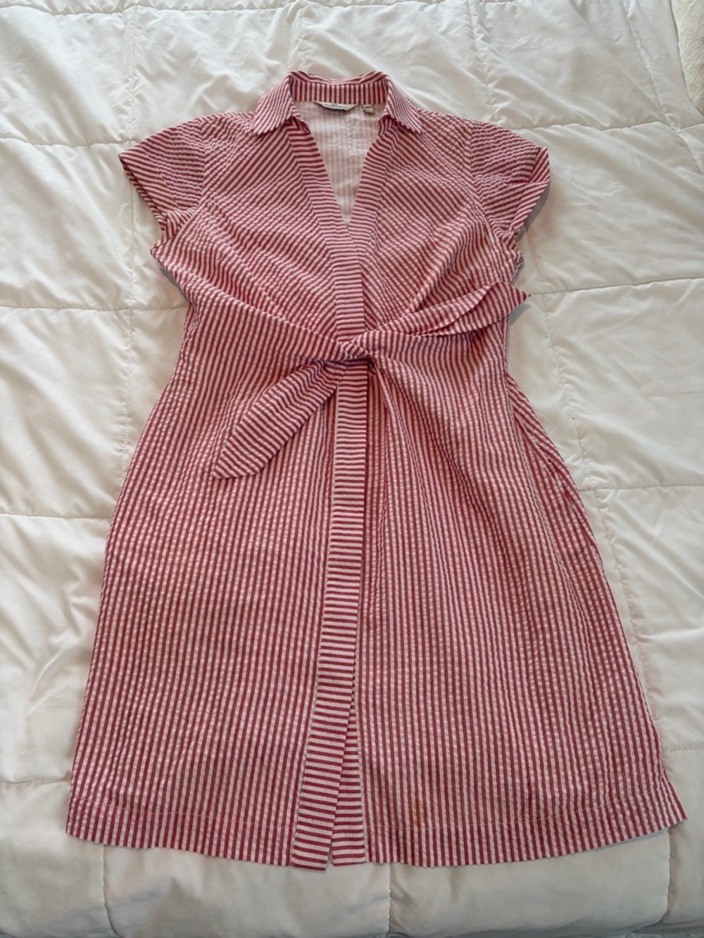 Vineyard Vines Red Striped Tie-Waist Shirt Dress - Women